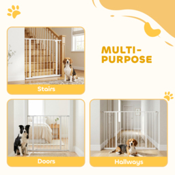 PawHut Pressure Fitted Pet Dog Safety Gate Metal Fence Extending 72-107cm Wide - Aosom UK - thumbnail 5