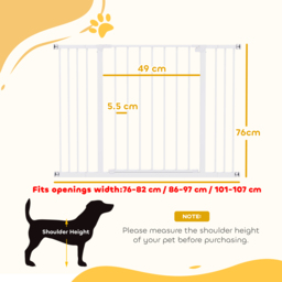 PawHut Pressure Fitted Pet Dog Safety Gate Metal Fence Extending 72-107cm Wide - Aosom UK - thumbnail 3