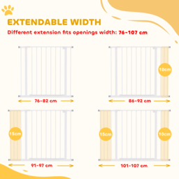 PawHut Pressure Fitted Pet Dog Safety Gate Metal Fence Extending 72-107cm Wide - Aosom UK - thumbnail 4