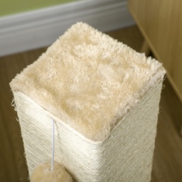 PawHut Interactive Cat Scratching Post, Jute Material with Carpet Base and Hanging Toy, Beige - Aosom UK - thumbnail 9