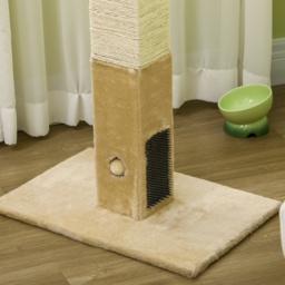 PawHut Interactive Cat Scratching Post, Jute Material with Carpet Base and Hanging Toy, Beige - Aosom UK - thumbnail 8
