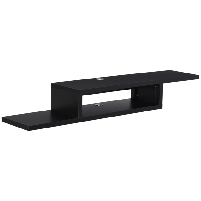 HOMCOM Wall Mounted Media Console, Floating TV Stand Component Shelf, Entertainment Center Unit, Black - Aosom UK - image 1