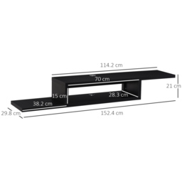 HOMCOM Wall Mounted Media Console, Floating TV Stand Component Shelf, Entertainment Center Unit, Black - Aosom UK - thumbnail 3