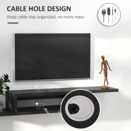 HOMCOM Wall Mounted Media Console, Floating TV Stand Component Shelf, Entertainment Center Unit, Black - Aosom UK - thumbnail 4