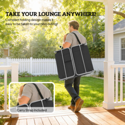 Outsunny 5-Position Adjustable Sun Loungers Set of 2 with Reading Hole and Side Pocket, Black - thumbnail 7