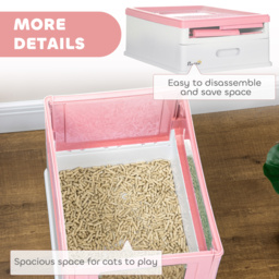 PawHut Hooded Cat Litter Box, Portable Pet Toilet, with Scoop, Front Entry - Pink - thumbnail 7