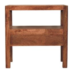 Caldera Solid Mango Wood Bedside Table with Drawer and Shelf, Bedside Cabinet with Hand-finished Design, 35L x 55W x 55H cm, Brown - Aosom UK - thumbnail 9