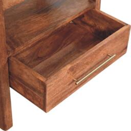 Caldera Solid Mango Wood Bedside Table with Drawer and Shelf, Bedside Cabinet with Hand-finished Design, 35L x 55W x 55H cm, Brown - Aosom UK - thumbnail 6