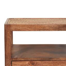 Caldera Solid Mango Wood Bedside Table with Drawer and Shelf, Bedside Cabinet with Hand-finished Design, 35L x 55W x 55H cm, Brown - Aosom UK - thumbnail 4