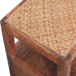 Caldera Solid Mango Wood Bedside Table with Drawer and Shelf, Bedside Cabinet with Hand-finished Design, 35L x 55W x 55H cm, Brown - Aosom UK - thumbnail 5