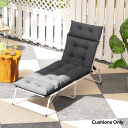 Outsunny Sun Lounger Cushion Only, 190x56x10cm Garden Lounge Chair Cushion, UPF20+ 220gsm Fabric, Thick Sunbed Replacement Cushion, Dark Grey - thumbnail 9