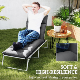 Outsunny Sun Lounger Cushion Only, 190x56x10cm Garden Lounge Chair Cushion, UPF20+ 220gsm Fabric, Thick Sunbed Replacement Cushion, Dark Grey - thumbnail 5