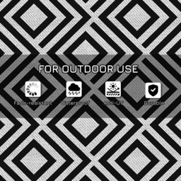 Outsunny Reversible Outdoor Mat, Plastic Straw Rug with Carry Bag & Ground Stakes, Black and White Rhombus, 182x274cm - Aosom UK - thumbnail 7