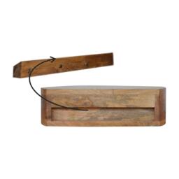 100% Solid Mango Wood Nordic Wall-Mounted Nightstand with Drawer, Hand-finished Desk with Unique Grain, 31L x 40W x 11H cm, Brown - Aosom UK - thumbnail 4