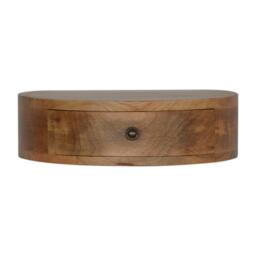 100% Solid Mango Wood Nordic Wall-Mounted Nightstand with Drawer, Hand-finished Desk with Unique Grain, 31L x 40W x 11H cm, Brown - Aosom UK - thumbnail 2