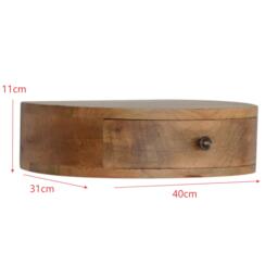 100% Solid Mango Wood Nordic Wall-Mounted Nightstand with Drawer, Hand-finished Desk with Unique Grain, 31L x 40W x 11H cm, Brown - Aosom UK - thumbnail 3