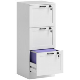 HOMCOM 3-Drawer Filing Cabinet with Lock - White - thumbnail 1