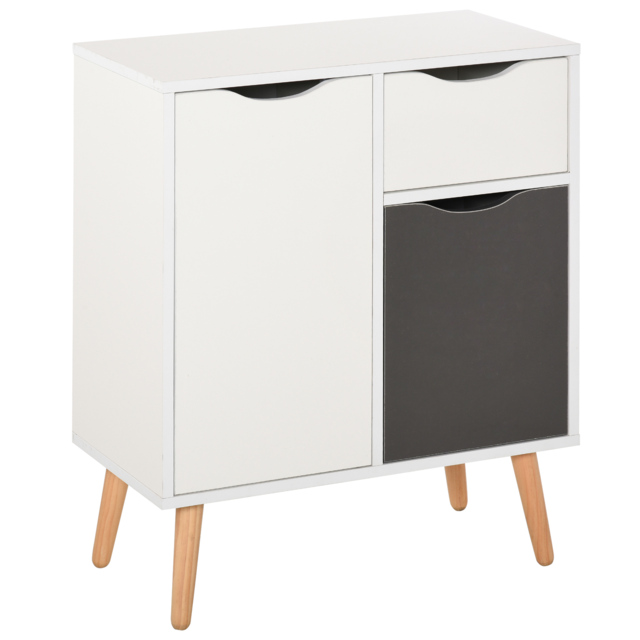 HOMCOM Floor Cabinet with Drawer, Sideboard Storage Cupboard for Bedroom, Living Room, Grey - image 1