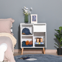 HOMCOM Floor Cabinet with Drawer, Sideboard Storage Cupboard for Bedroom, Living Room, Grey - thumbnail 7