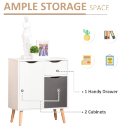 HOMCOM Floor Cabinet with Drawer, Sideboard Storage Cupboard for Bedroom, Living Room, Grey - thumbnail 5