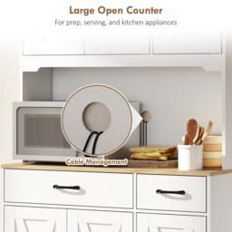 HOMCOM 175 cm Tall Kitchen Pantry Cabinet with Microwave Stand, Freestanding Pantry Cupboard, White - thumbnail 5