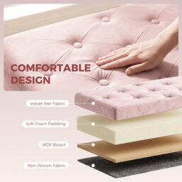 HOMCOM Velvet Upholstered Foldable Ottoman Footrest, Storage Ottoman Bench with Wood Legs for Living Room, Pink - thumbnail 5