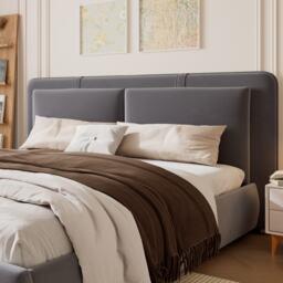 Upholstered Hydraulic Bed with Storage and Removable Headboard, Crafted Headboard with Velvet and Plywood, 210L x 159W x 90H cm, Grey - Aosom UK - thumbnail 7