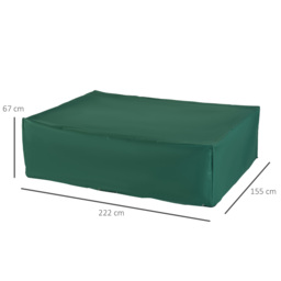 Outsunny Rattan Furniture Cover, UV and Rain Protective Outdoor Garden Rectangular Waterproof Shelter, 222x155x67cm, Green - Aosom UK - thumbnail 3