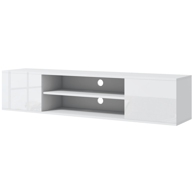 "HOMCOM Floating TV Stand Cabinet for TVs up to 60"", Wall Mounted TV Unit w/ Open Shelf, Storage Cupboards, Cable Management, White" - image 1