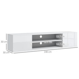 "HOMCOM Floating TV Stand Cabinet for TVs up to 60"", Wall Mounted TV Unit w/ Open Shelf, Storage Cupboards, Cable Management, White" - thumbnail 3