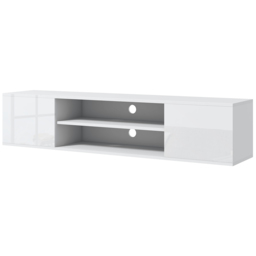 "HOMCOM Floating TV Stand Cabinet for TVs up to 60"", Wall Mounted TV Unit w/ Open Shelf, Storage Cupboards, Cable Management, White" - thumbnail 1