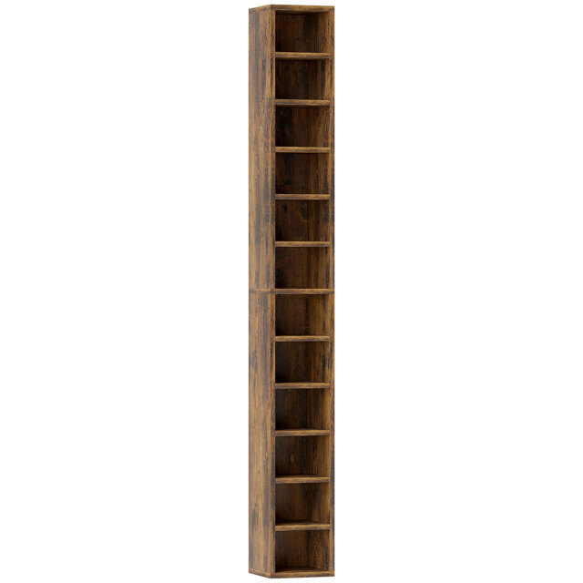 HOMCOM 204 CD Tall Narrow Media Storage Tower - Rustic Brown - Aosom UK - image 1