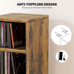 HOMCOM 204 CD Tall Narrow Media Storage Tower - Rustic Brown - Aosom UK - thumbnail 6