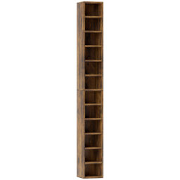 HOMCOM 204 CD Tall Narrow Media Storage Tower - Rustic Brown - Aosom UK - thumbnail 1