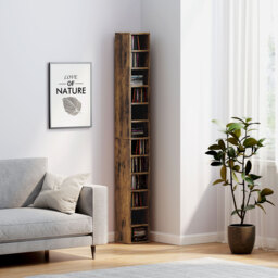 HOMCOM 204 CD Tall Narrow Media Storage Tower - Rustic Brown - Aosom UK - thumbnail 8