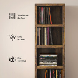 HOMCOM 204 CD Tall Narrow Media Storage Tower - Rustic Brown - Aosom UK - thumbnail 5