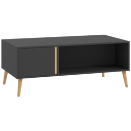 HOMCOM Coffee Table for Living Room, Modern Centre Table w/ Storage Compartments and Cabinets, Rectangular Side Table, 115x 58x 45cm, Grey - Aosom UK - thumbnail 1