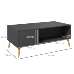 HOMCOM Coffee Table for Living Room, Modern Centre Table w/ Storage Compartments and Cabinets, Rectangular Side Table, 115x 58x 45cm, Grey - Aosom UK - thumbnail 3
