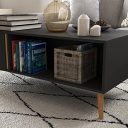 HOMCOM Coffee Table for Living Room, Modern Centre Table w/ Storage Compartments and Cabinets, Rectangular Side Table, 115x 58x 45cm, Grey - Aosom UK - thumbnail 8