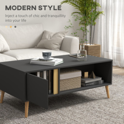 HOMCOM Coffee Table for Living Room, Modern Centre Table w/ Storage Compartments and Cabinets, Rectangular Side Table, 115x 58x 45cm, Grey - Aosom UK - thumbnail 4