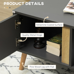HOMCOM Coffee Table for Living Room, Modern Centre Table w/ Storage Compartments and Cabinets, Rectangular Side Table, 115x 58x 45cm, Grey - Aosom UK - thumbnail 6