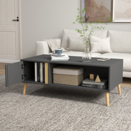 HOMCOM Coffee Table for Living Room, Modern Centre Table w/ Storage Compartments and Cabinets, Rectangular Side Table, 115x 58x 45cm, Grey - Aosom UK - thumbnail 7