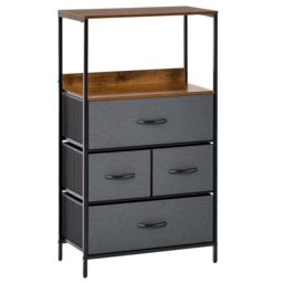 HOMCOM Bedroom Storage Unit with 4 Fabric Drawers, Black Chest for Living Room, Entryway Cabinet - Aosom UK
