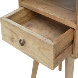 Solid Wood Mini Bedside Table with Drawer and Open Slot for Storage, Handcrafted Desk with Oak-effect Finish, 30L x 30W x 57H cm, Brown - Aosom UK - thumbnail 4