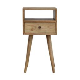 Solid Wood Mini Bedside Table with Drawer and Open Slot for Storage, Handcrafted Desk with Oak-effect Finish, 30L x 30W x 57H cm, Brown - Aosom UK - thumbnail 2