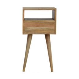 Solid Wood Mini Bedside Table with Drawer and Open Slot for Storage, Handcrafted Desk with Oak-effect Finish, 30L x 30W x 57H cm, Brown - Aosom UK - thumbnail 8