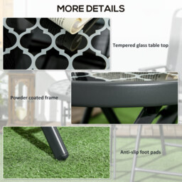Outsunny Φ45cm Outdoor Side Table, Round Folding Patio Table with Imitation Marble Glass Top, Small Coffee Table, Black - Aosom UK - thumbnail 7