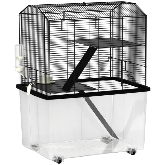 PawHut Three-Tier Gerbil Cage, Hamster Cage for Dwarf Hamster, Syrian Hamster w/ Wheels, Deep Bottom, Food Dish, Water Bottle - image 1