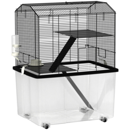 PawHut Three-Tier Gerbil Cage, Hamster Cage for Dwarf Hamster, Syrian Hamster w/ Wheels, Deep Bottom, Food Dish, Water Bottle - thumbnail 1