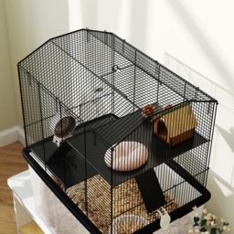 PawHut Three-Tier Gerbil Cage, Hamster Cage for Dwarf Hamster, Syrian Hamster w/ Wheels, Deep Bottom, Food Dish, Water Bottle - thumbnail 8